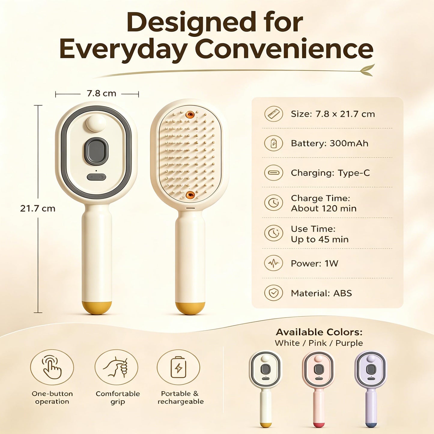 Electric Spray Massage Hair Brush 2026 Upgrade Air Cushion Brush Rechargeable Steam Hair Straightener for Anti Static Reduce Frizz Nourishes Hairs for Home Spa Grooming Styling (Purple)