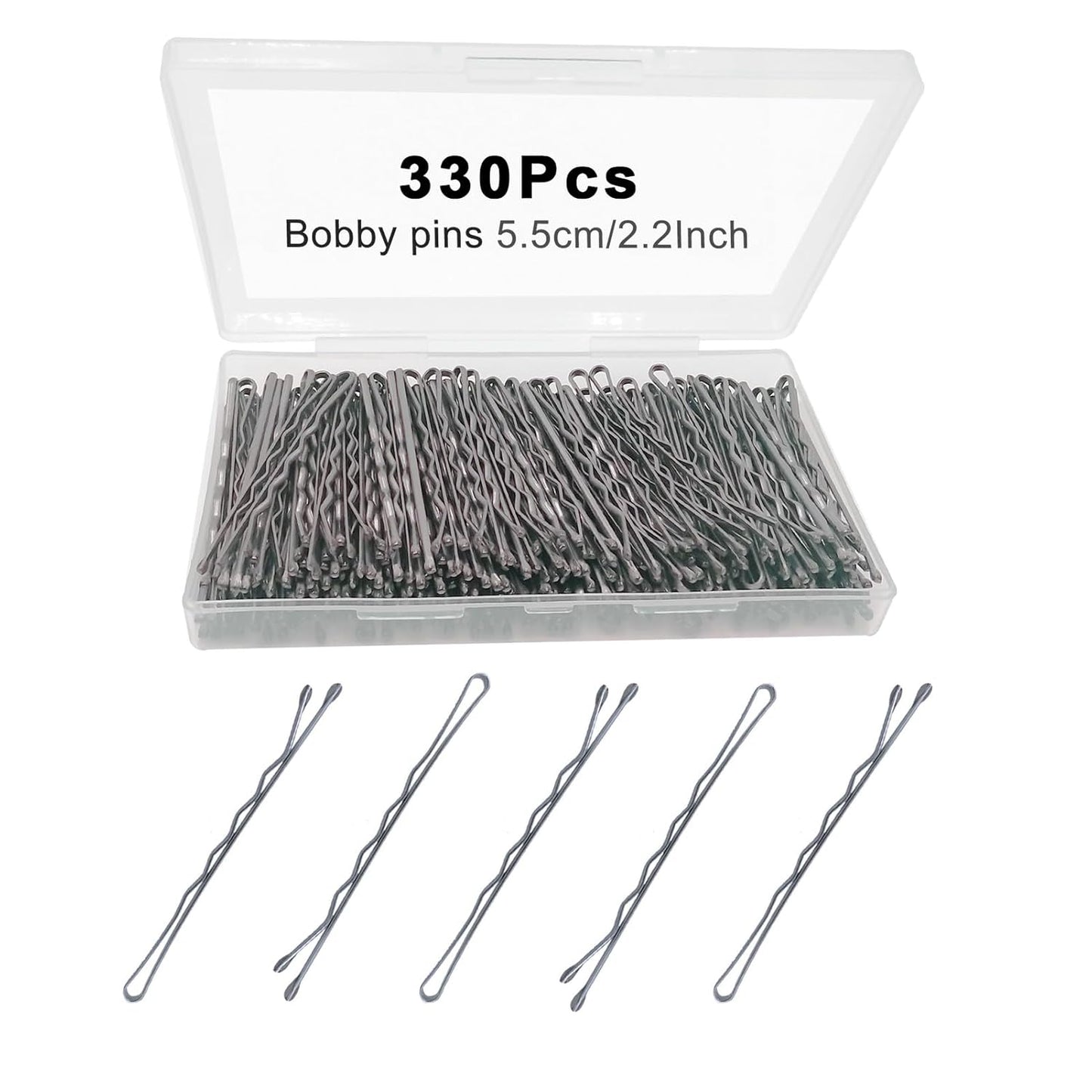 Bobby Pins - 330 Count Brown Hair Pins in Cute Box | Premium 2.2 Inch for Kids, Girls & Women
