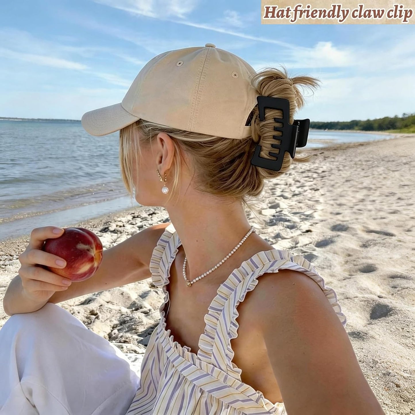 Hat-Friendly Claw Clips for Baseball Caps | 4-Pack Strong Hold Matte Hair Accessories for Women - Perfect for Thick or Thin Hair