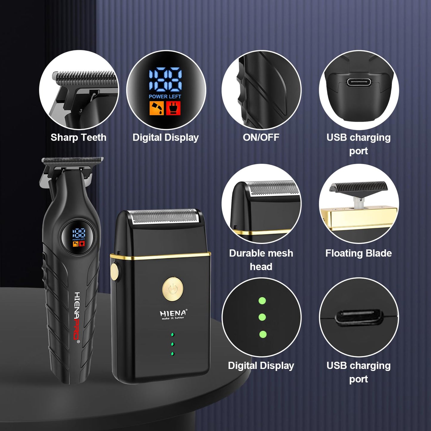 Hair Clipper and Shaver Set Professional Cordless Hair Trimmer for Men, Electric Beard Trimmers foil shavers, Barber Clipper Hair Cuttings Kit