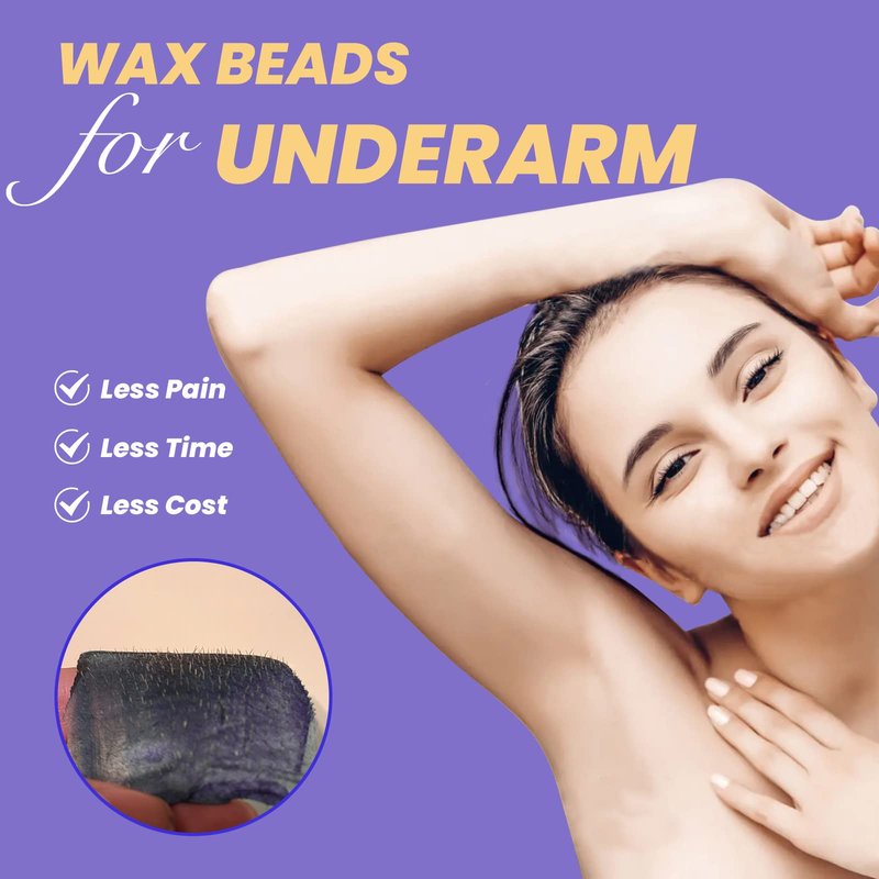 Wax Beads, 1.1 lb/ 500g/17.5 Oz Hard Wax Beads, Hard Wax Kit for Legs, Underarm, Face, Eyebrow, Bikini, and Brazilian Hair Remover, Women & Men Hair Removal Wax Beans Include 10 Pcs Sticks (Lavender)