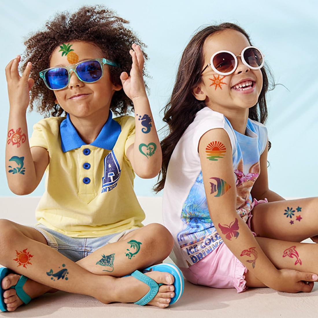 CHARLENT Glitter Temporary Tattoos for Aloha Party Decoration