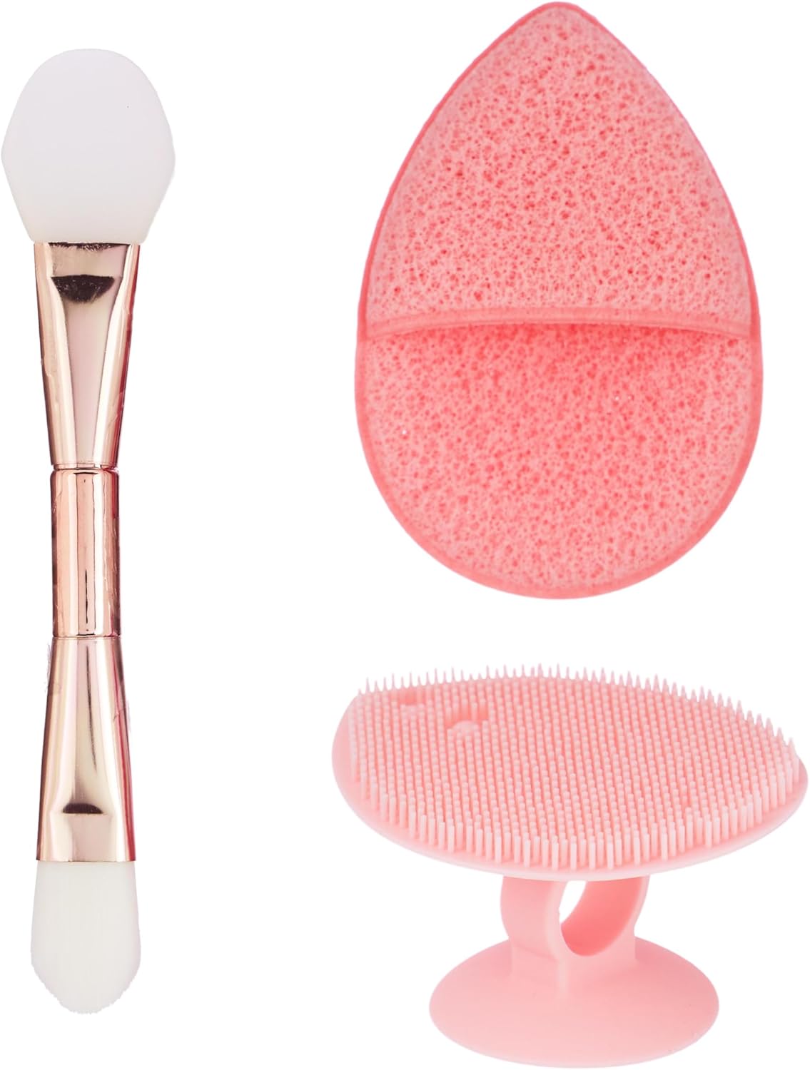 Facial Cleansing Kit - Silicone Scrubber, Exfoliating Sponge & Dual-Ended Mask Applicator | Spa-Quality Skincare Tools for Women