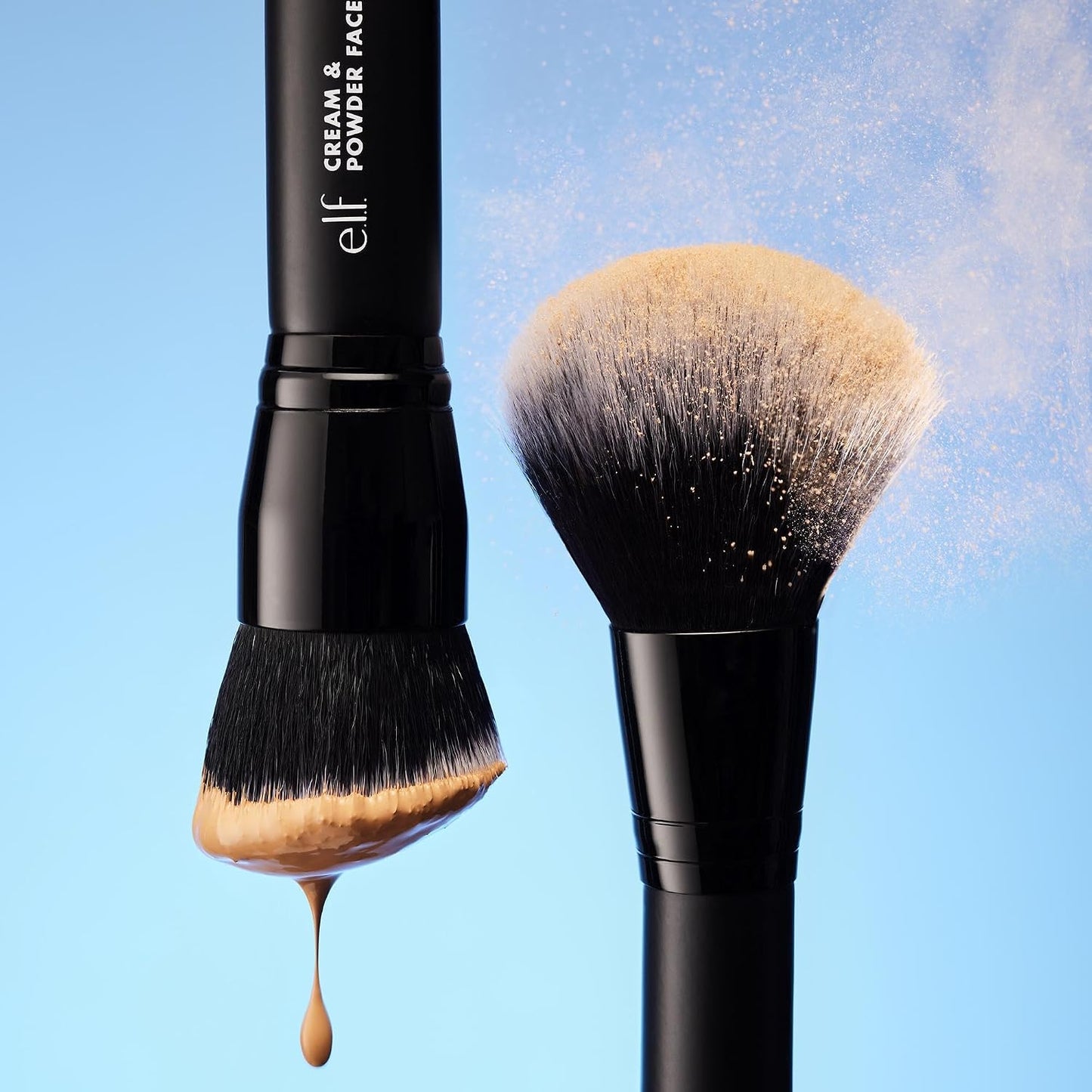 e.l.f. Dual-Ended Makeup Brush | Cream & Powder Brush for Airbrushed Complexion, Vegan & Cruelty-Free