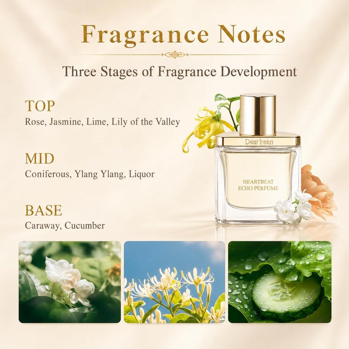 Dear Irean Women's Floral Romance Perfume - Long Lasting Jasmine & Rose | Mini Travel Size 0.34 Oz