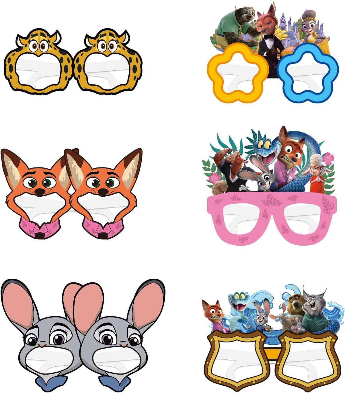 Zootopia Party Set - 12Pcs Decorative Glasses for Kids' Birthday Parties | Fun Cosplay Accessories