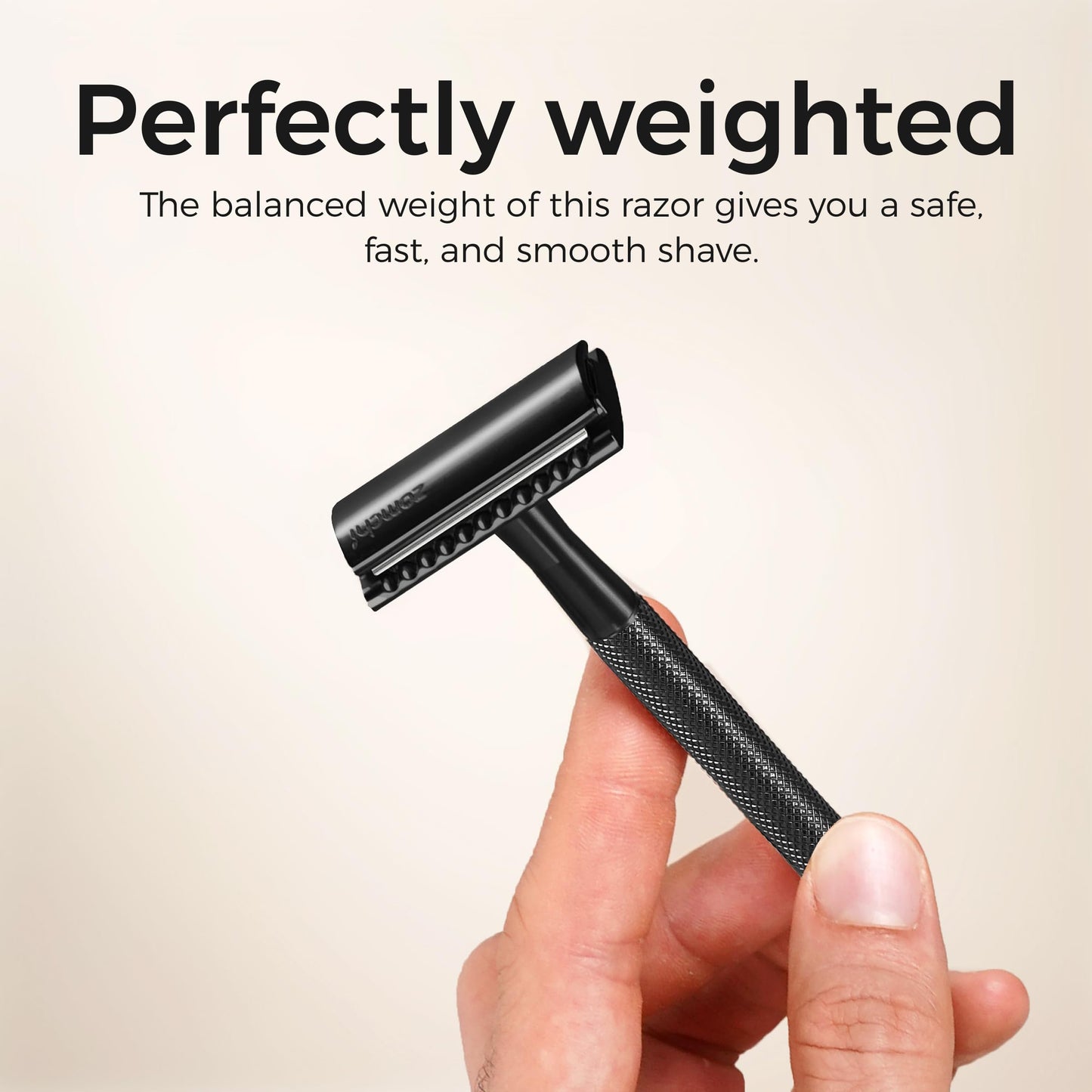 ZOMCHI Double Edge Safety Razor with 10 Safety Razor Blades, Single Blade Razor for Men with Razor Stand, Men's Safety Shaving Razors – Black