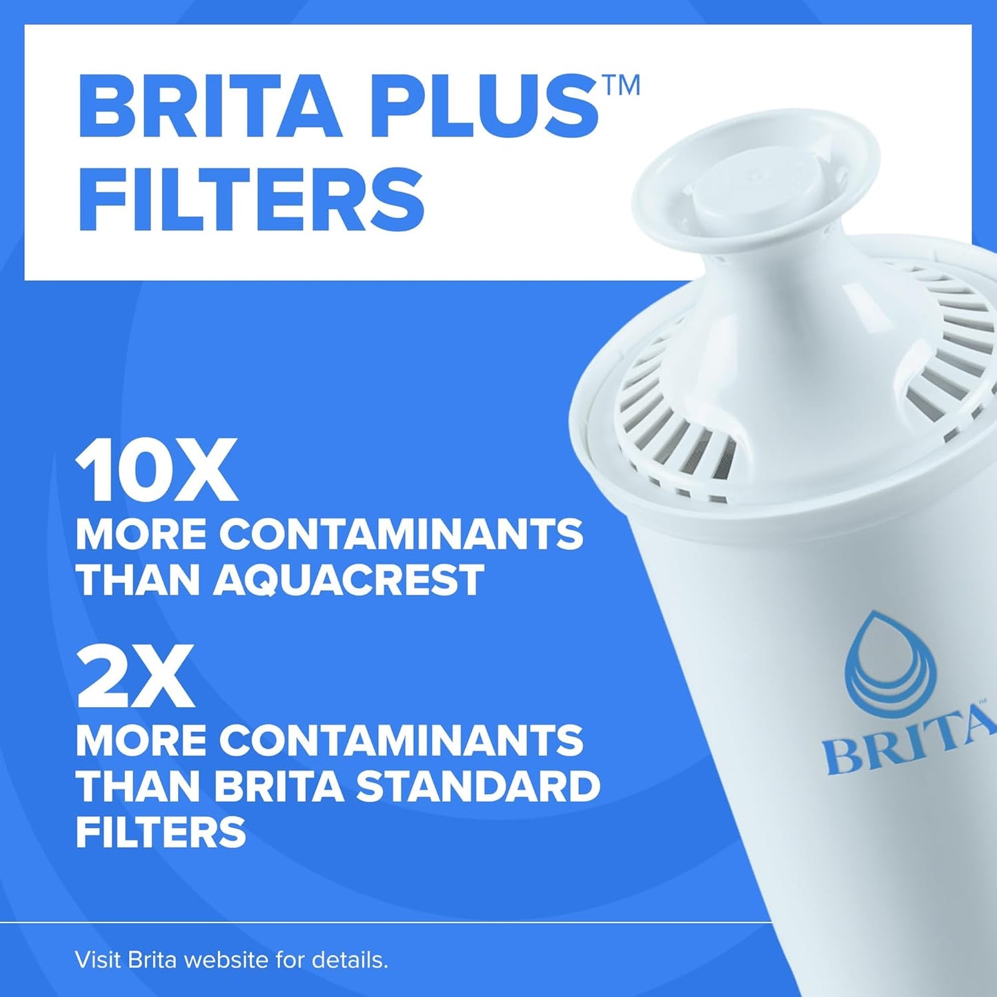 Brita Large 10-Cup Water Filter Pitcher - Reduces Chlorine Taste & Odor | Black