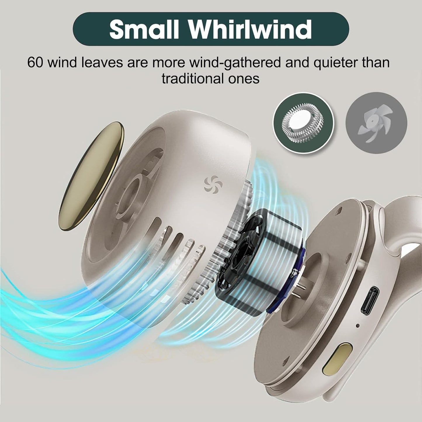 Gaukomzs Portable Silent Mini Bladeless Fan Clip On,3-Speed Clip-on Fan for Shirt and Waist (White)
