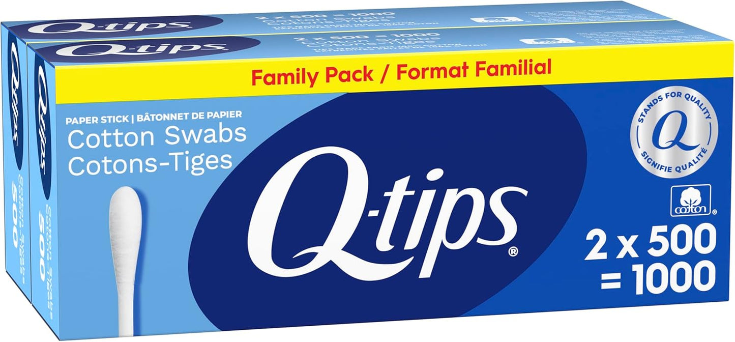 Cotton Swabs - 500 Count Q-Tips for Gentle Cleaning | Pack of 2