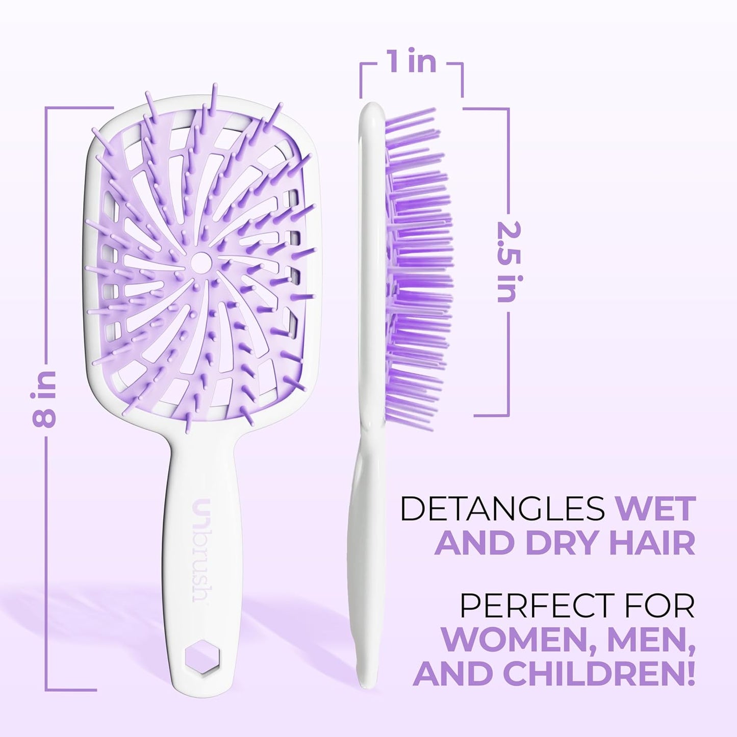 FHI Heat Curly Hair Brush - Gentle Detangling for Wet or Dry Fragile Hair | 84 UltraFlex Bristles, Vented Design