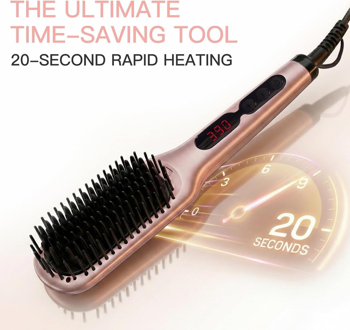 MegaWise Hair Straightener Brush - 2-in-1 Ionic Detangling & Styling Tool with Adjustable Temperature | Anti-Scald Technology, Auto Shut-Off