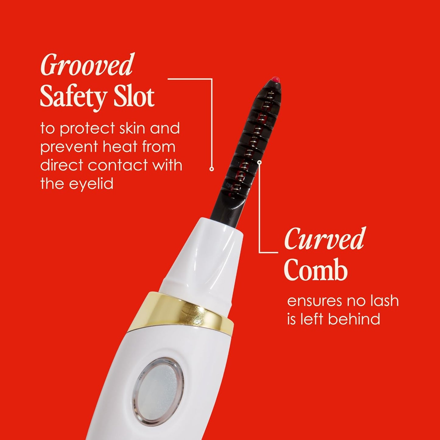 Grande Cosmetics Heated Lash Curler - Rechargeable & Travel-Friendly | 2 Heat Settings, White