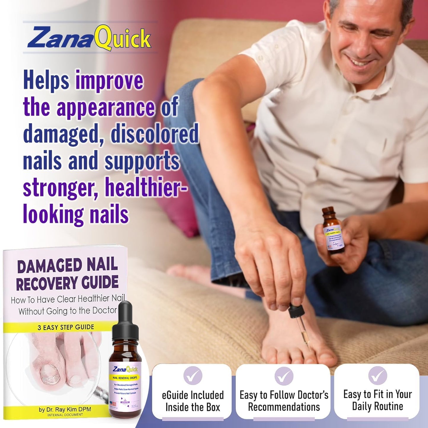 ZanaQuick Nail Care Drops for Toenails and Fingernails - Nail Solution for Daily Nail Care Routine - Easy to Apply - Made in USA - 6 Packs
