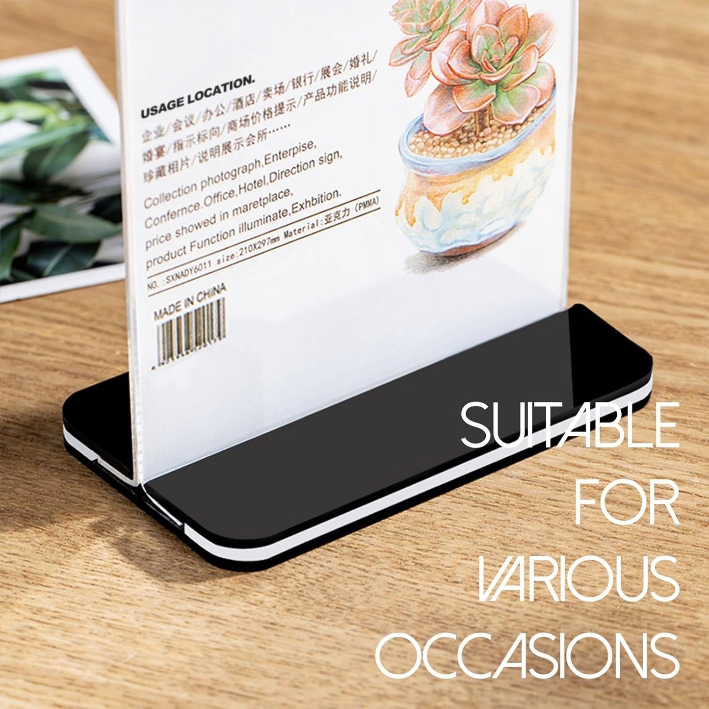 Acrylic Sign Holder - 12x8 Two-Sided Display Stand | 4 Pack for Cafes, Shops, Events