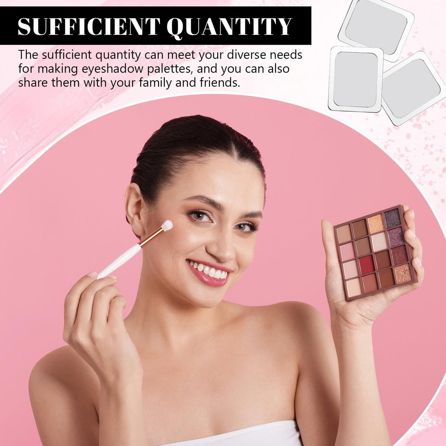 Sumind 101 Pack Metal Stickers for Eyeshadow Palette Set, Includes 1 Makeup Depotting Tool, Adhesive Empty Metal Makeup Colorful Palette Stickers(100 Pcs Square)