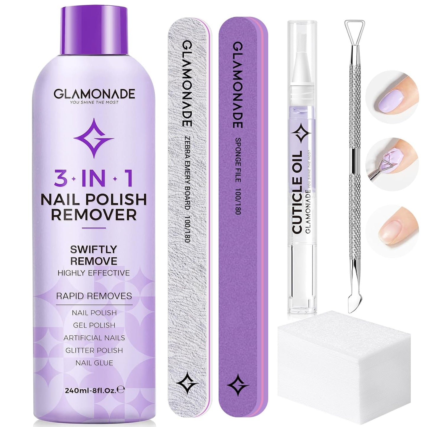 Acetone Nail Polish Remover - Professional Soak-Off Gel Formula with Aloe Vera | 8 Fl. Oz.
