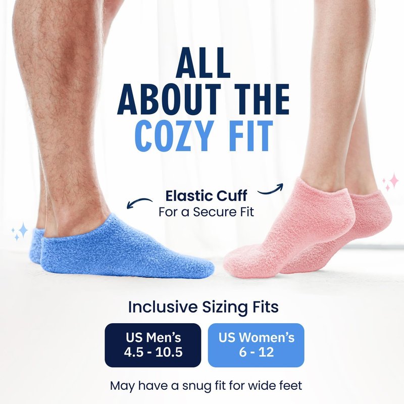 Moisturizing Gel Socks for Men & Women - Dry Feet & Cracked Heel Treatment | Full Foot Gel Lining with Mango Butter & Shea Butter (Blue Haven)