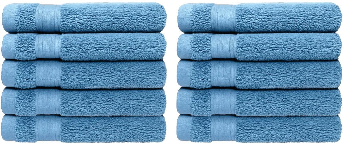 Luxury Cotton Washcloths - Ultra Soft & Super Absorbent Terry Towels | 12x12 MultiPack in China Blue
