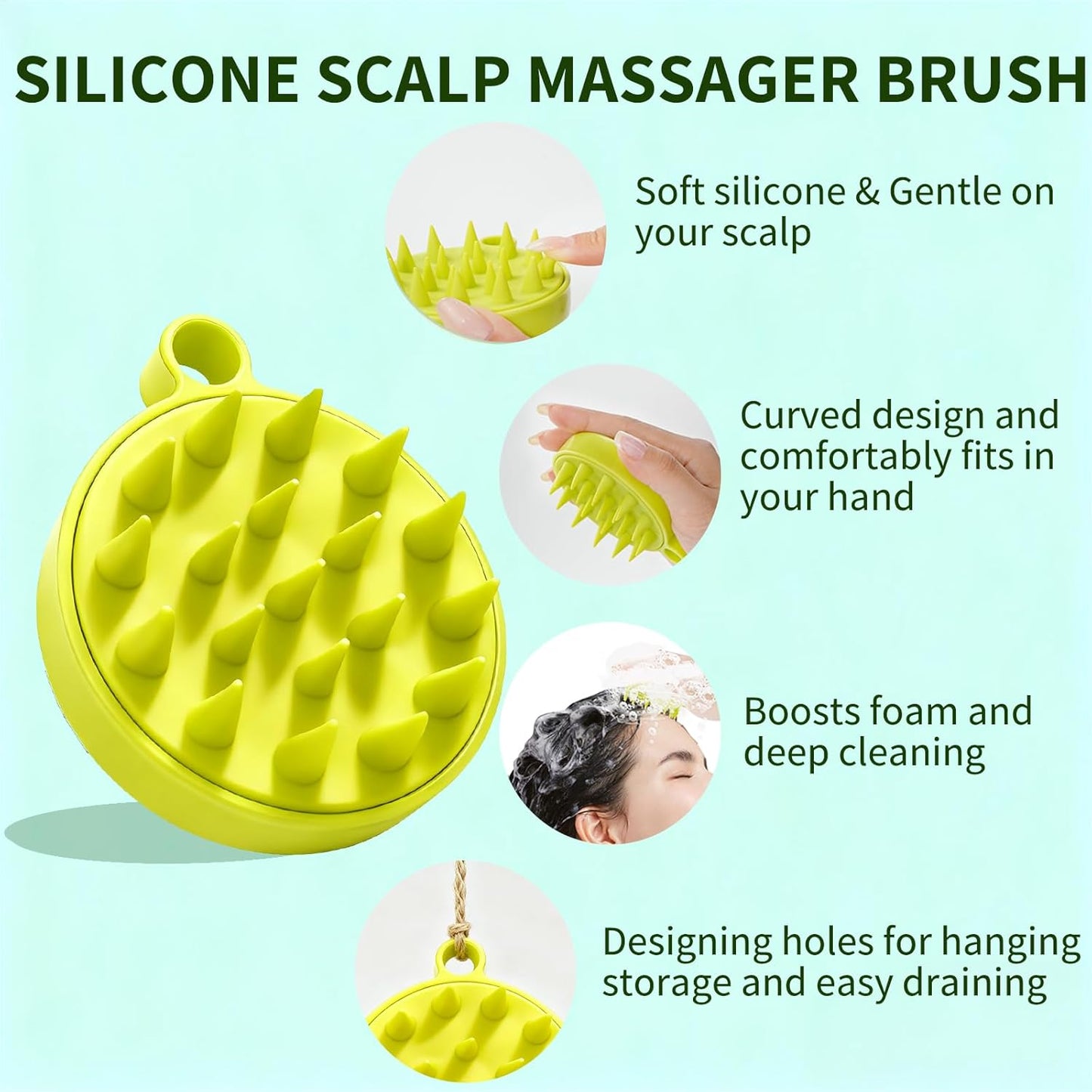 Scalp Scrub Exfoliator - Rosemary & Mint Hair Treatment for Itchy Scalp | 8.8oz Clarifying Shampoo with Massager