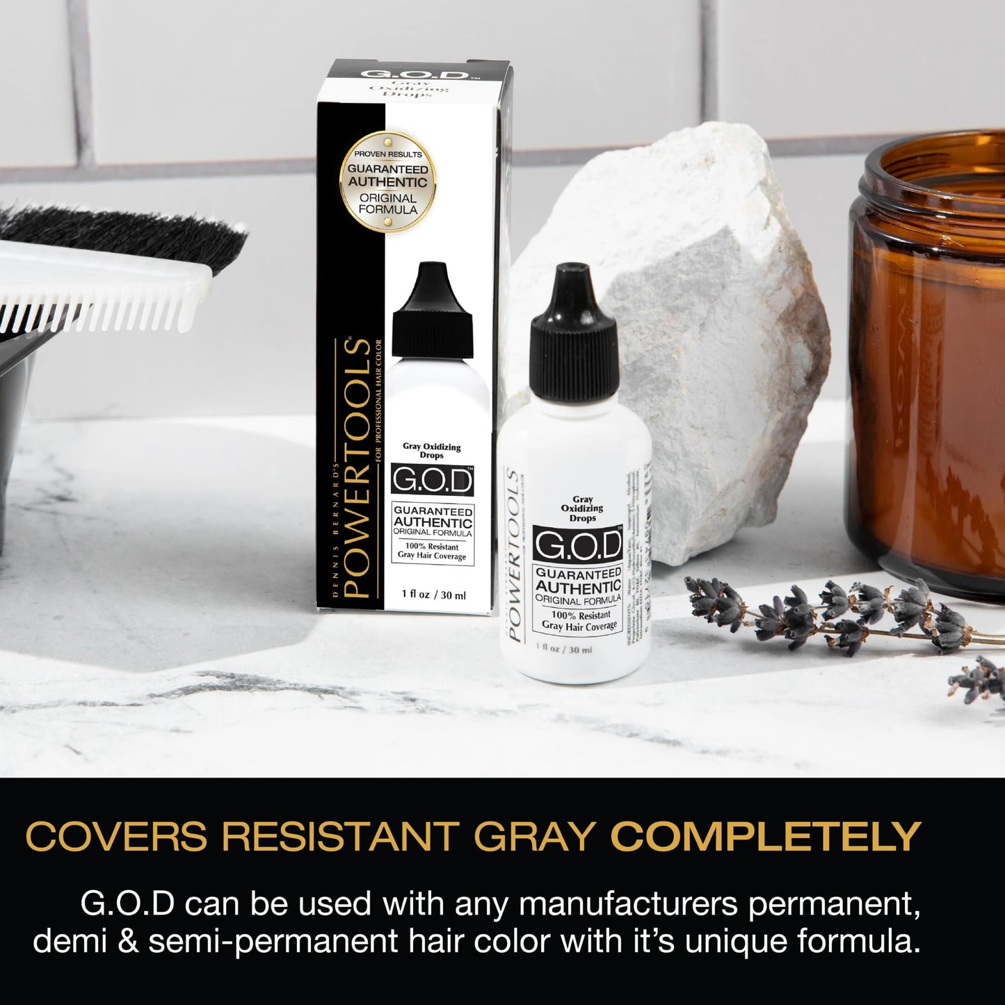 POWERTOOLS Gray Oxidizing Drops - Covers Resistant Gray Hair, Adds Depth and Shine to Any Hair Color (1 Fl Oz, Liquid)