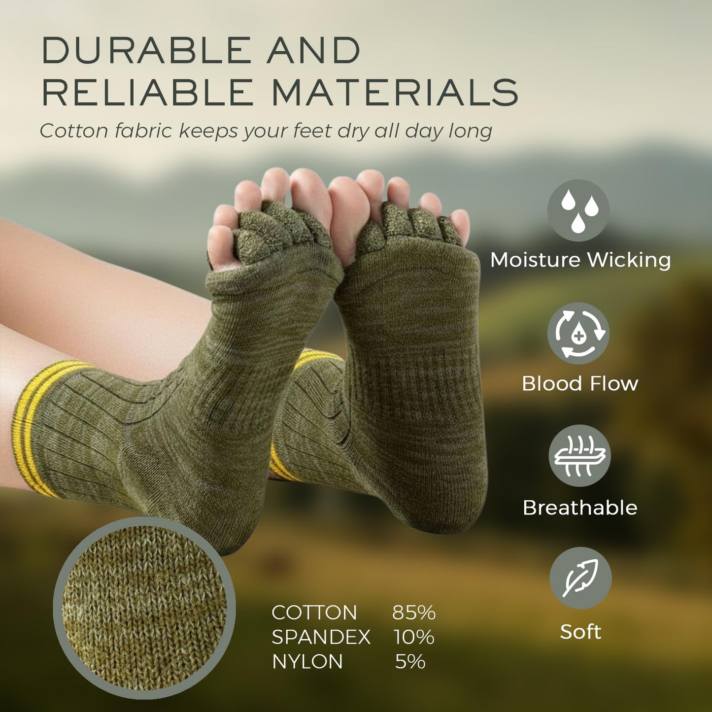burning barefoot Toe Separator Socks,Foot Alignment Sock for Health Care, Pain Relief, Bunion Corrector, Breathable Toe Socks