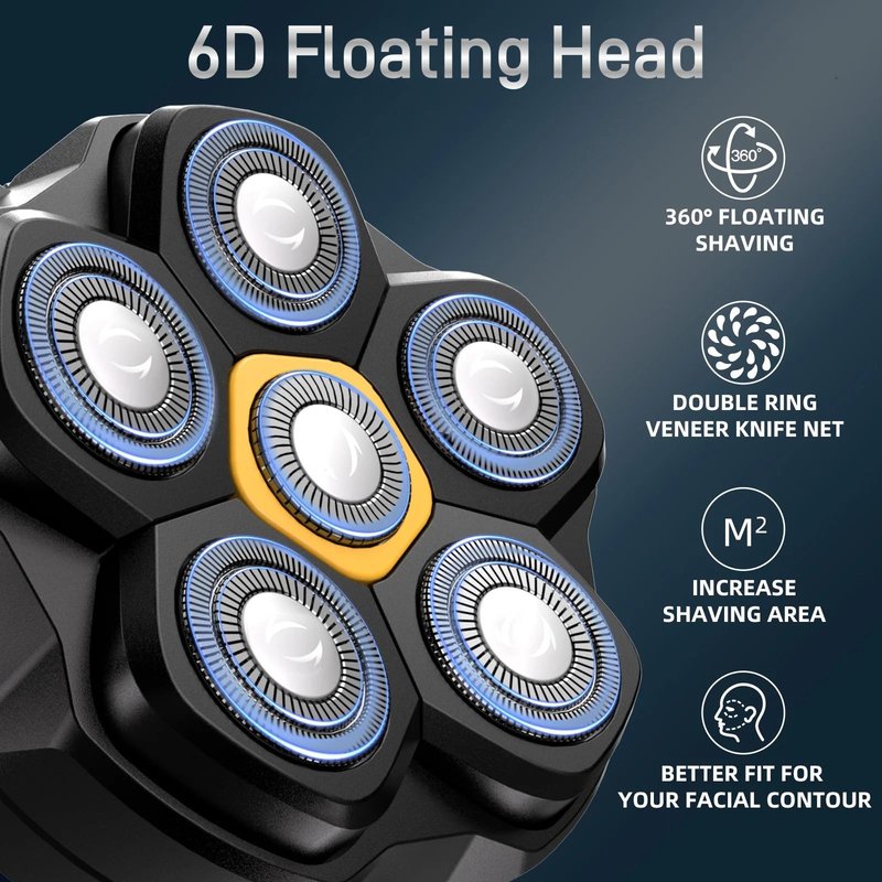 6D Magnetic Shaving Head Replacement Compatible with All 6D Magnetic Electric Razor.Magnetic Replacement Heads for Head Shavers for Bald Men.