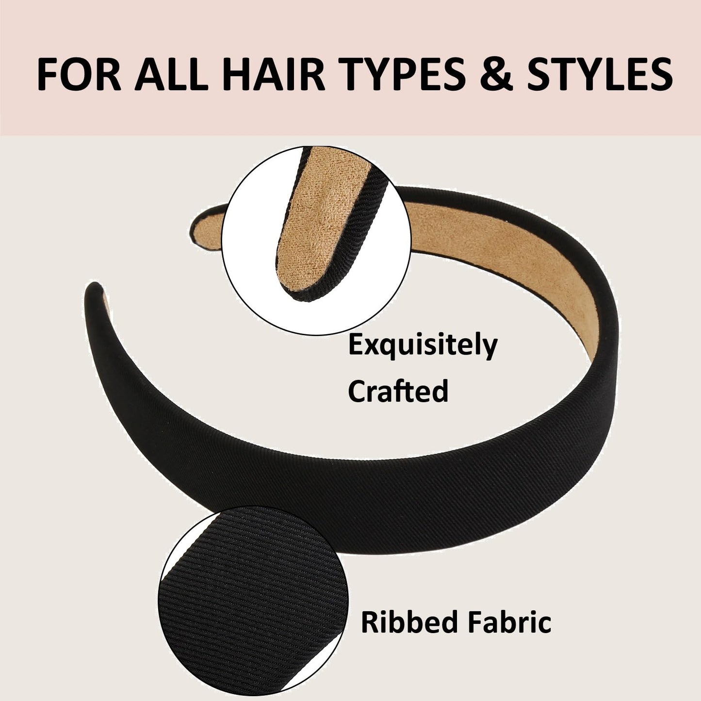 TERSE Headbands for Women Trendy Non Slip Headband for Girls Long Short Hair, Cute Ribbed Women Headbands Elastic Hair Bands Fashion Hard Head Band Accessories 1 Inch