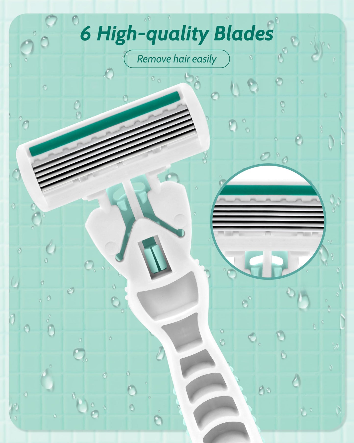 1 Travel Razors for Women with 12 Blade Refills, Green