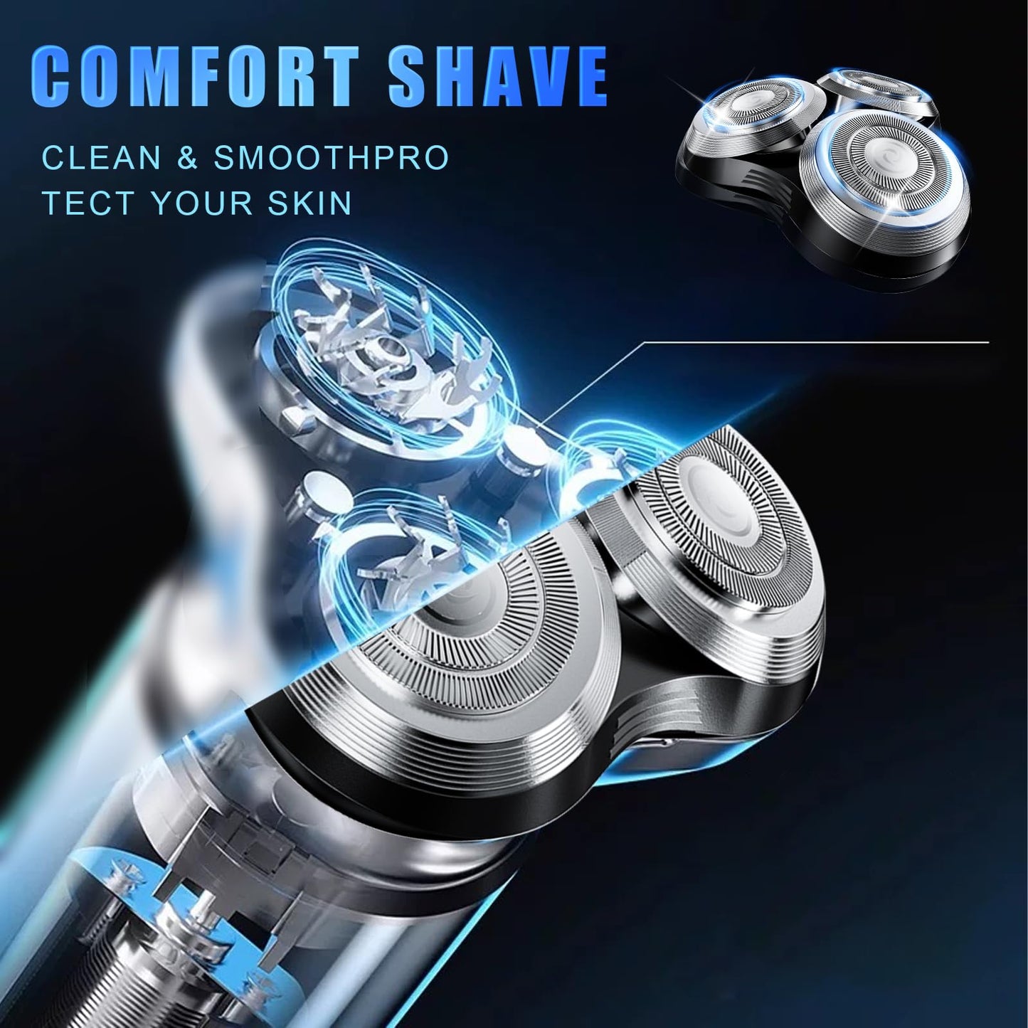 SH90 Replacement Rotary Heads Compatible with Philips Norelco Shavers Series 9000,Replacement Shaver Head with Double Metal Wheel Buckle and Upgrade Double-Layer Precision Blades (2 packs)