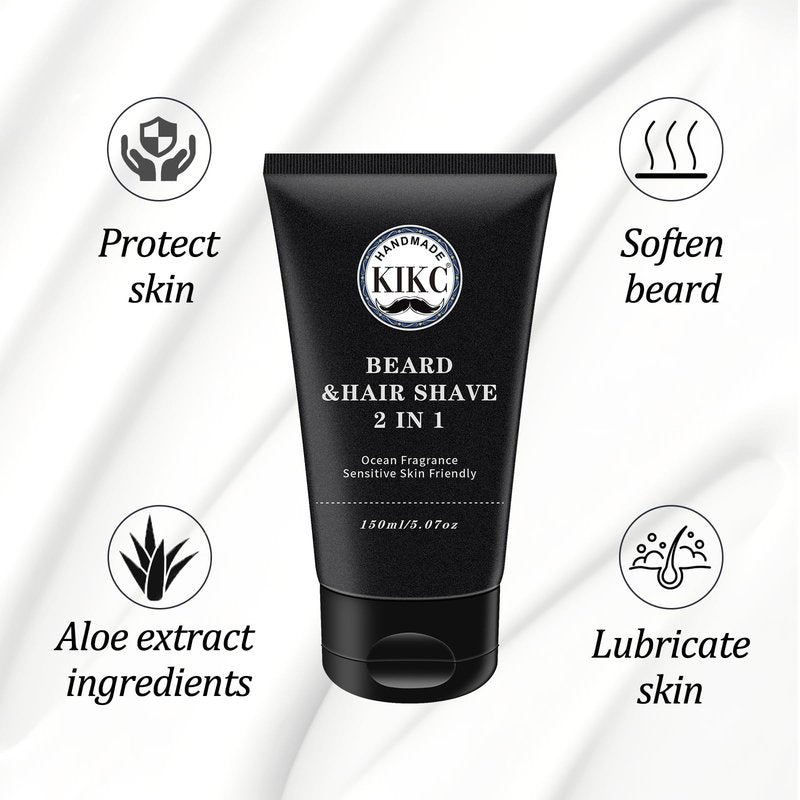 KIKC Shaving Soap and Shaving Cream Kit,Sandalwood Scent Shave Soap for Men,Shave Cream with Ocean Fragrance, a 3.5oz Soap, a 2 in 1 Shave Cream 150ml for Wet Shaving
