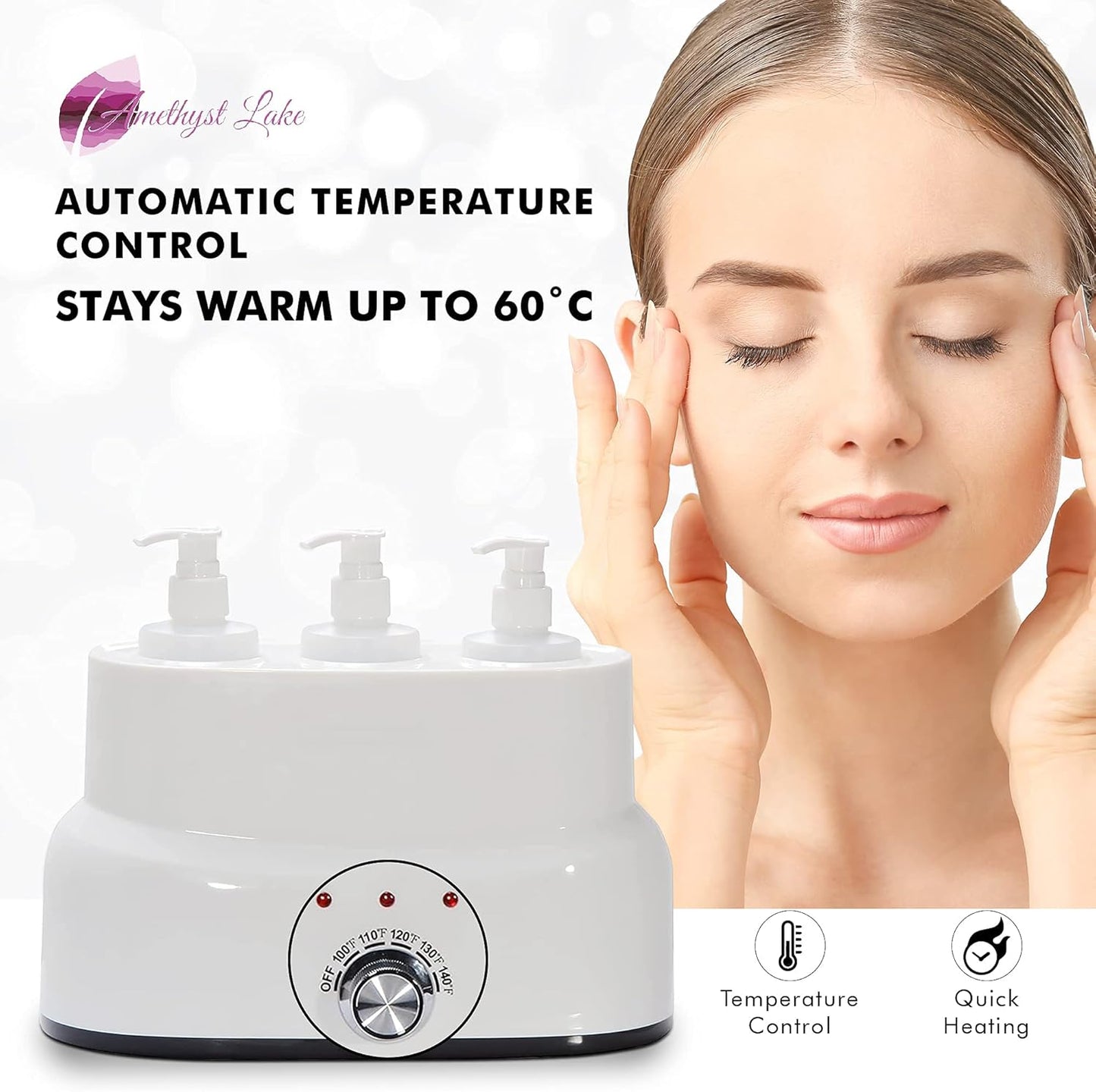Amethyst Lake Oil Warmer Dispenser - Electric Plug-In Aroma Diffuser | 3-Bottle Capacity for Home & Spa Use