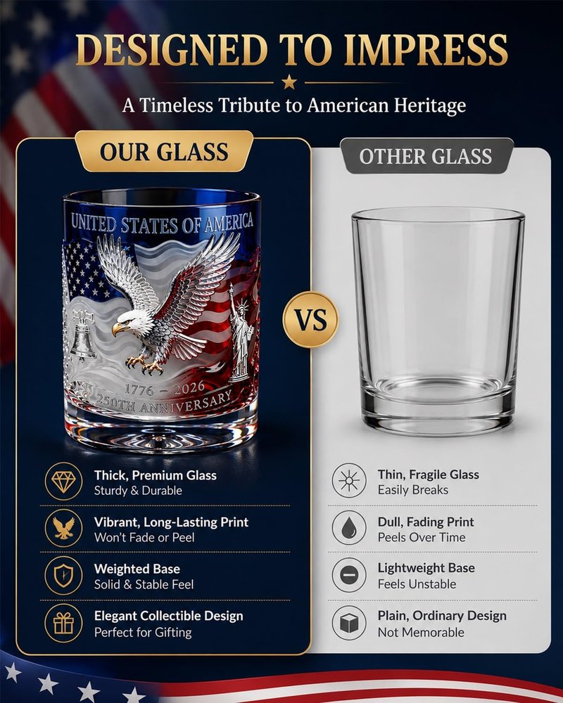 Limited Edition 2026 USA 250th Anniversary Commemorative Glass Heritage Decanter, Patriotic Bourbon We the People Whiskey Liquor Tumbler 1776-2026 Collectible Keepsake Father Gifts(Blue-1pc)