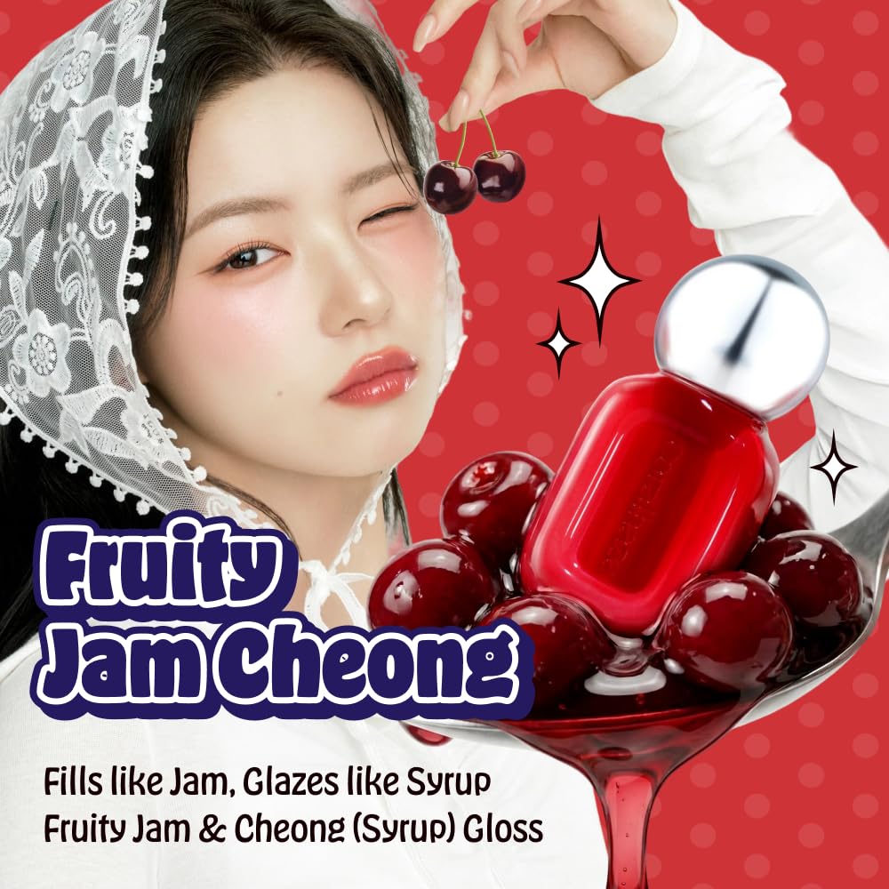 CORALHAZE Fruity Jam Gloss (502 Figgy Day) Watery Glass Lip Tint, High Shine, Non-Sticky, Jelly Glaze, Buildable Long-Lasting Lip Stain, Hydrating Lightweight, Vivid Glassy Korean Makeup