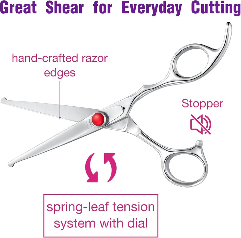 Kids Hair Cutting Scissors - Safety Rounded Tips Stainless Steel Shears for Children | 6-Inch Silver Design