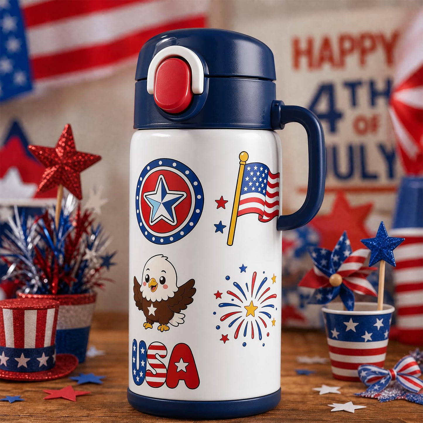 4th of July Temporary Tattoos - Cute Independence Day Stickers for Kids & Adults | Red, White & Blue Party Favors