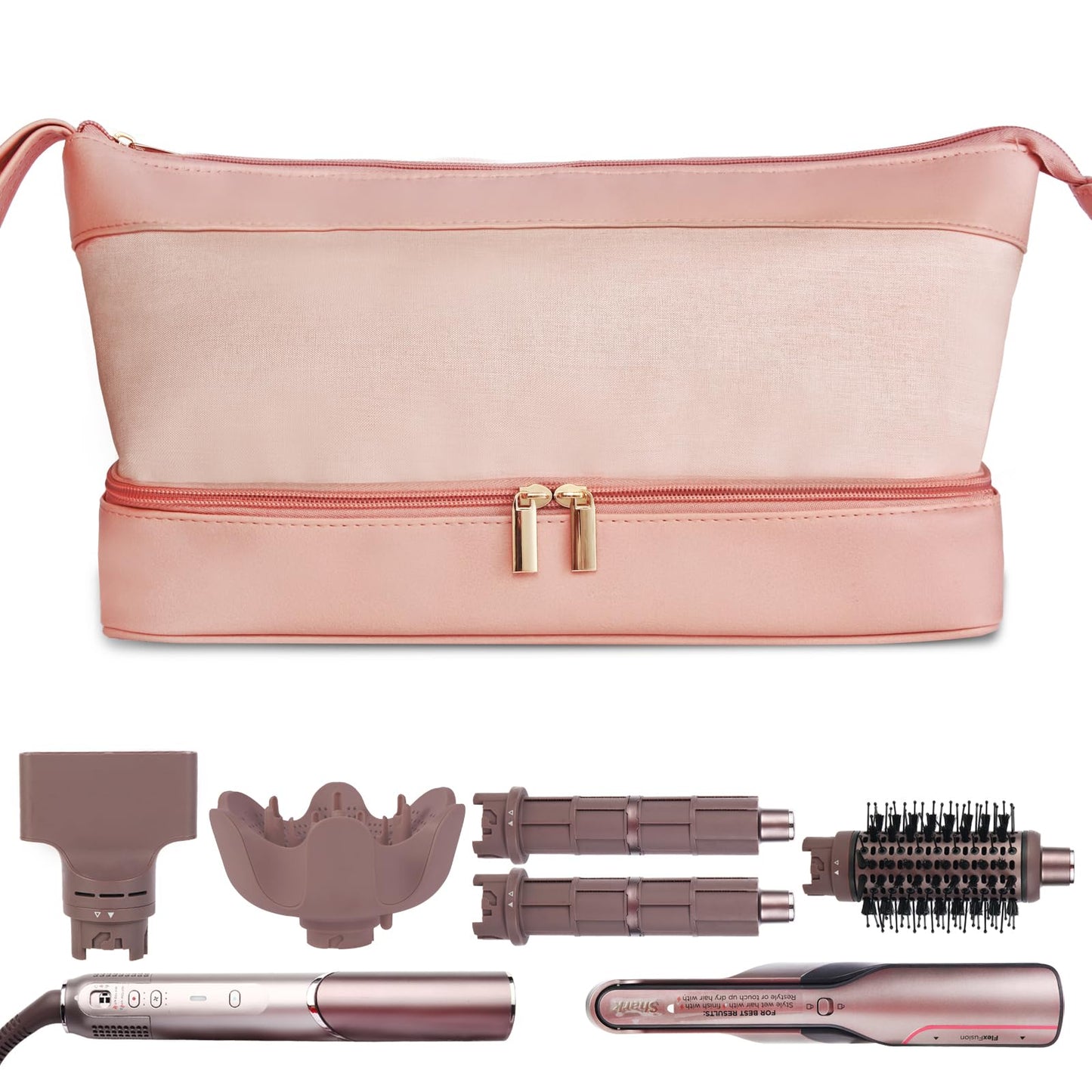 GENCAM Flexfusion Carrying Case for Shark, Travel Case for Shark Glam Ceramic/FlexFusion Hair Straightener, Travel Bag for Shark Flexfusion Air Ceramic HD641S/HD642S /HD6052S (Pink)