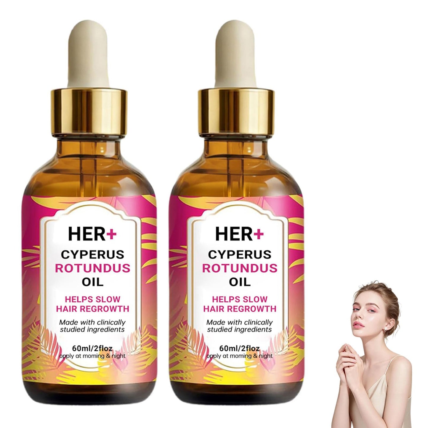 Her+ Cyperus Rotundus Oil for Hair Removal, 2026 New Anti-Hair Growth Oil, Continued Hair Reduction and Smooth Skin, Suitable for All Skin Types (2)