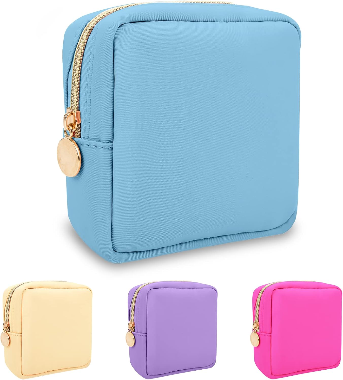 Floral Makeup Bag - Cute Pink Nylon Zipper Pouch for Travel | Waterproof Cosmetic Organizer for Women