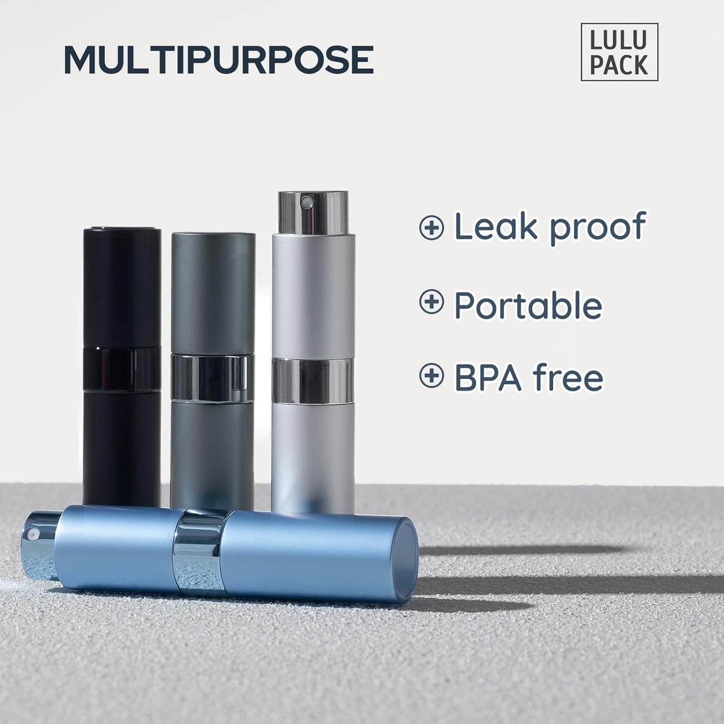 Travel Perfume Bottle - Refillable Cologne Spray Atomizer - Portable 8ml Mini Fragrance Dispenser for Men & Women | 4PCS Grey