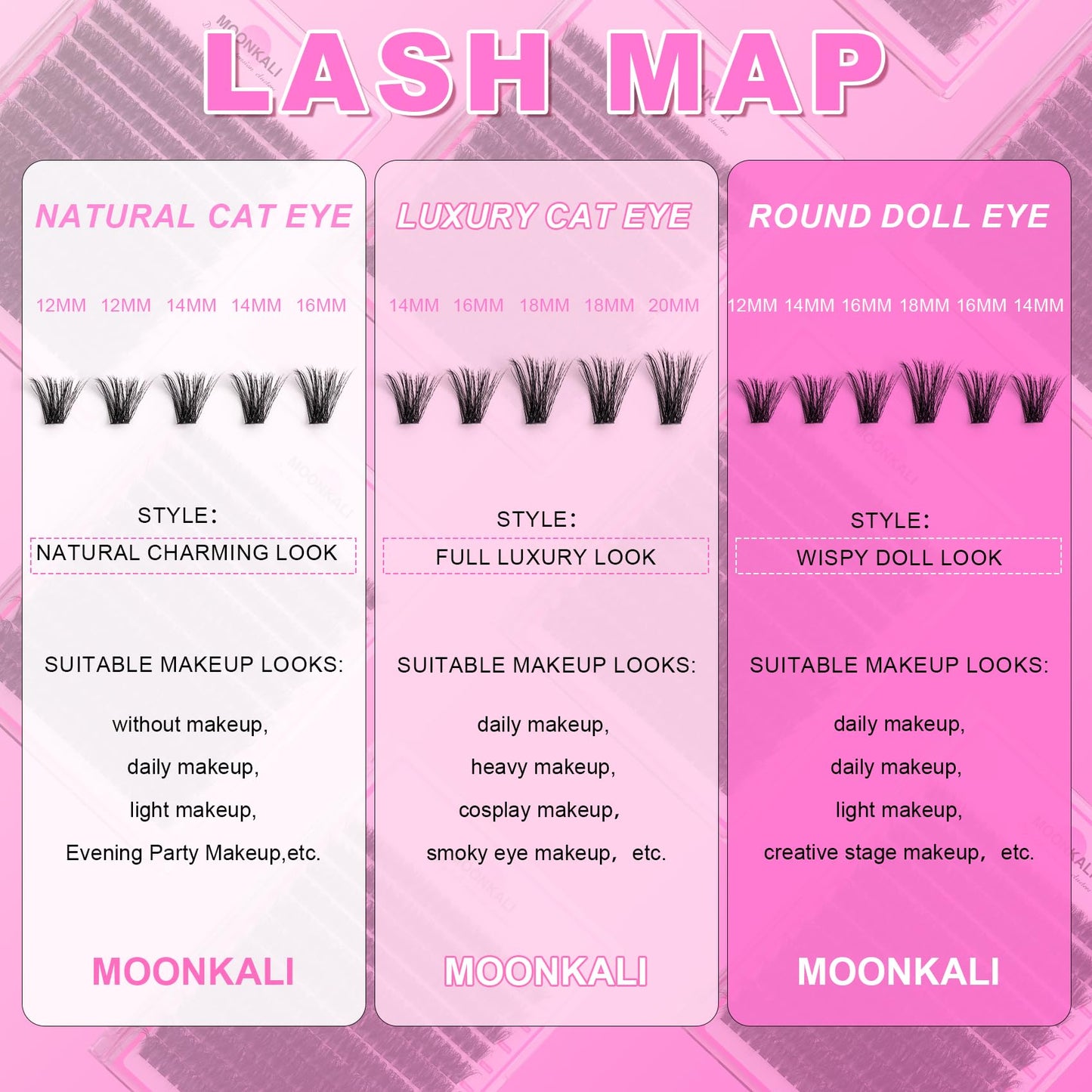 Lash Clusters Wispy 80D Eyelash Clusters D Curly 12-20MM Mix Length Cluster Eyelash Extensions Thick Volume Individual Lashes Clusters DIY Eye Lash Extension 3D Eyelashes Clusters Wispy By MOONKALI