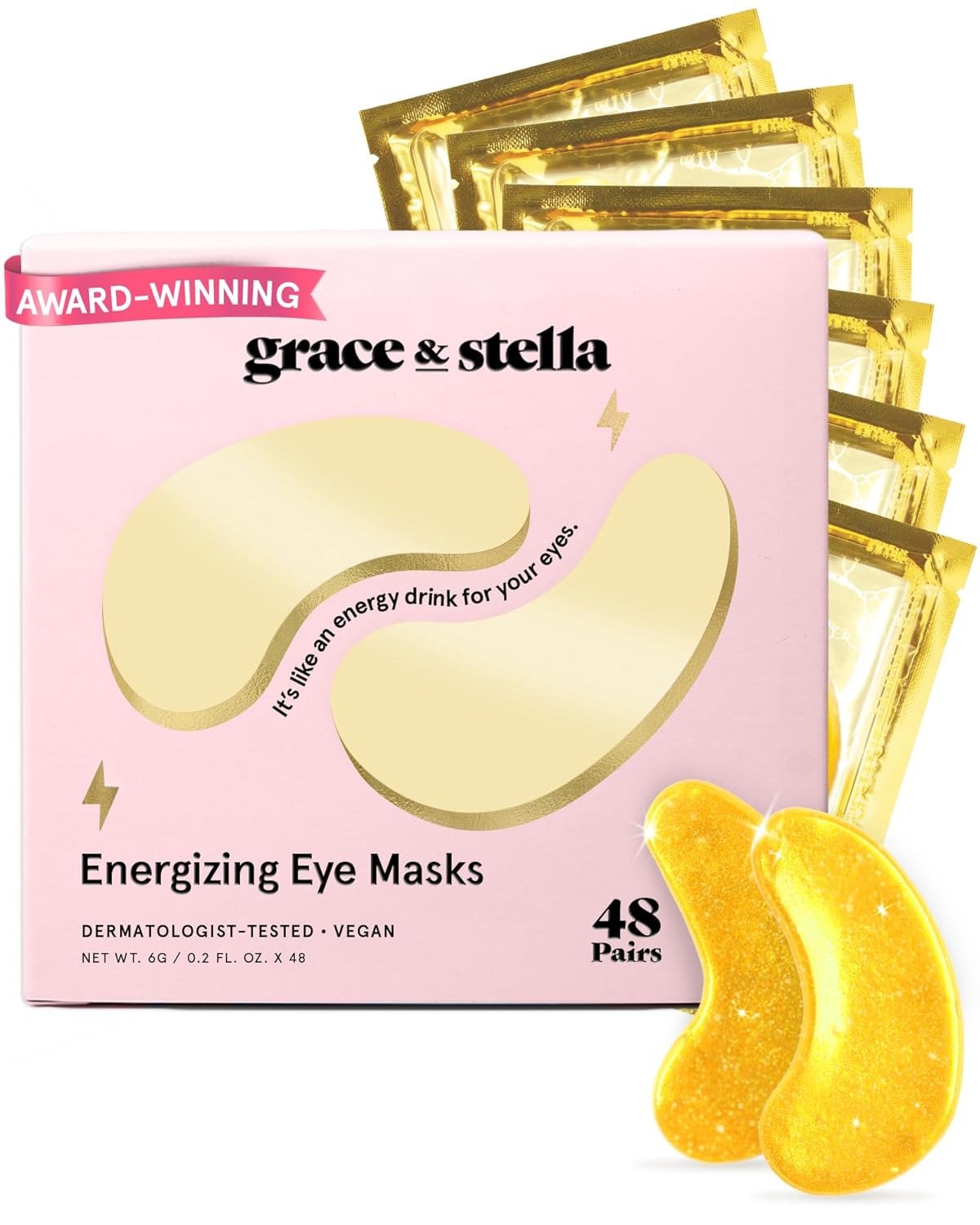 Under Eye Mask for Dark Circles & Puffy Eyes - Vegan Gel Patches | 24 Pairs, Gold