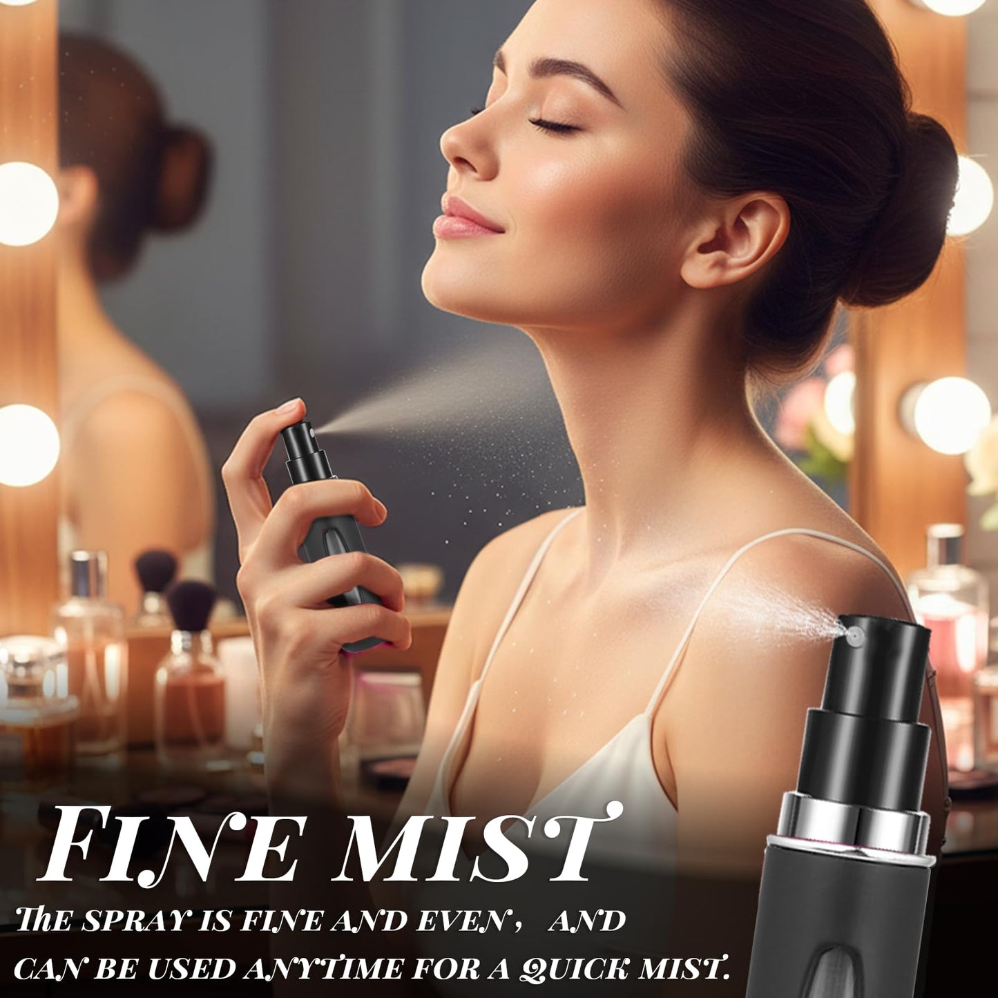 5ML Mini Perfume Travel Refillable, Refillable Perfume Atomiser, Spray Bottles, Portable for Travel Holiday, Outdoor Activities and Business, Black