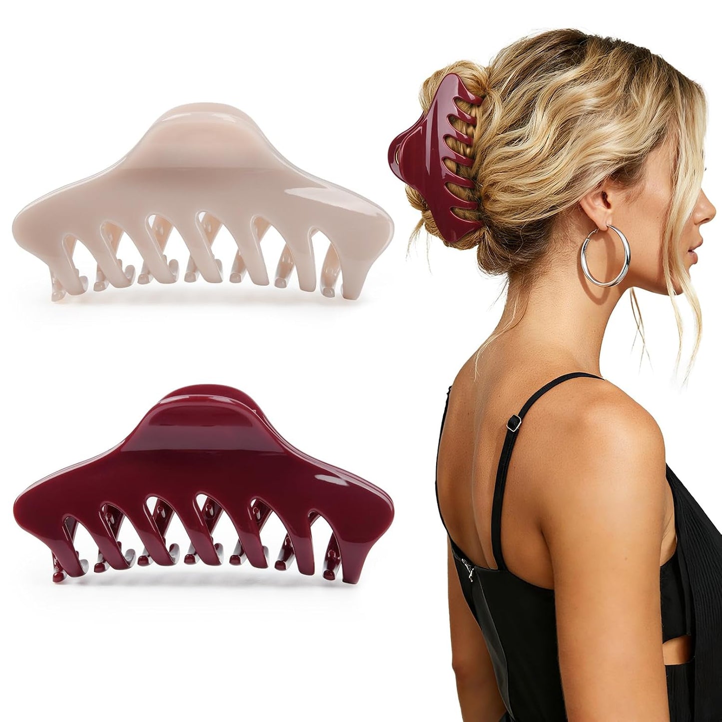 Hair Claw Banana Clips - Tortoise & Leopard Print Celluloid Barrettes | Large Fashion Accessories for Women