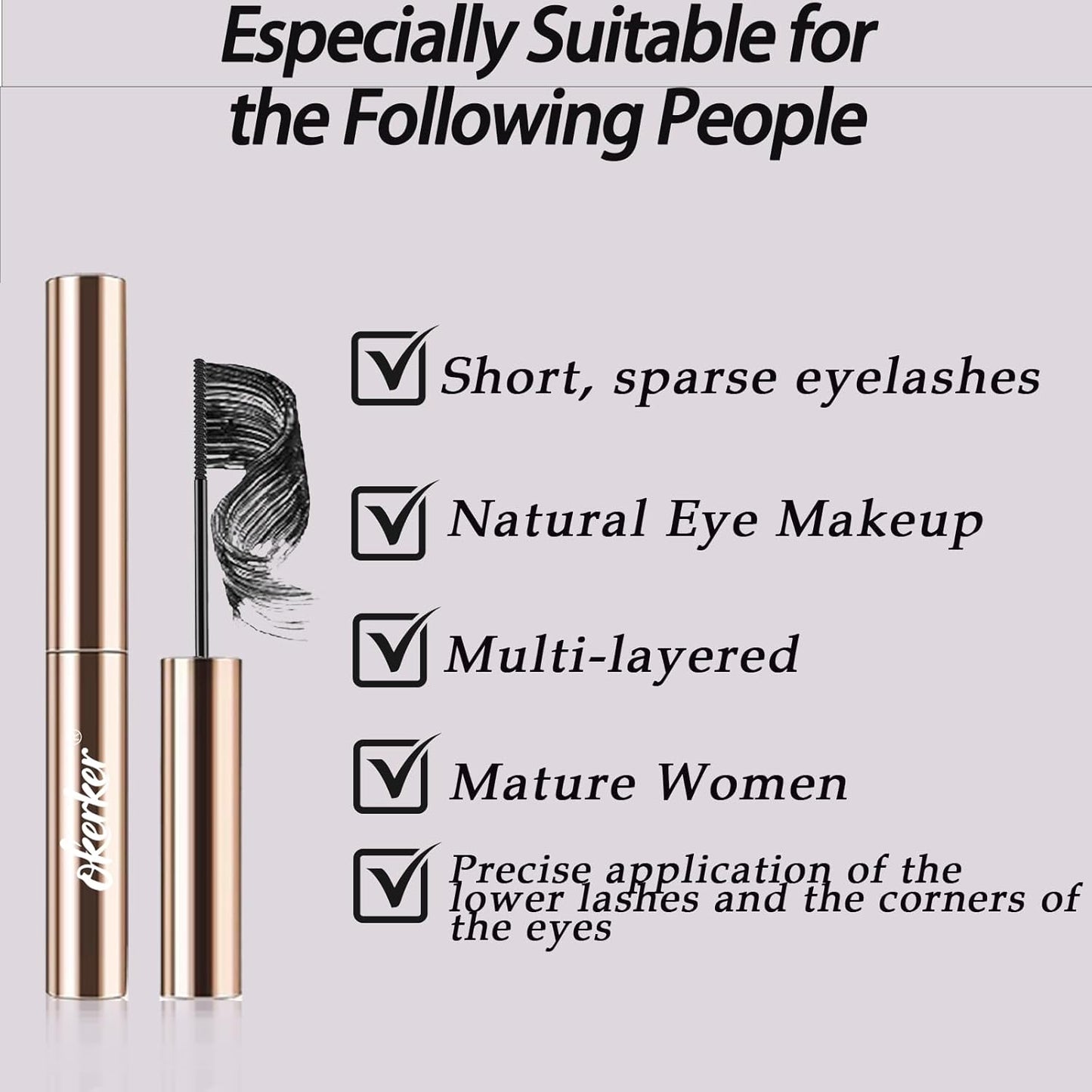 Black Mascara for Fine Short Lashes - Volumizing & Lengthening Formula | Ultra-Precise Adjustable Brush
