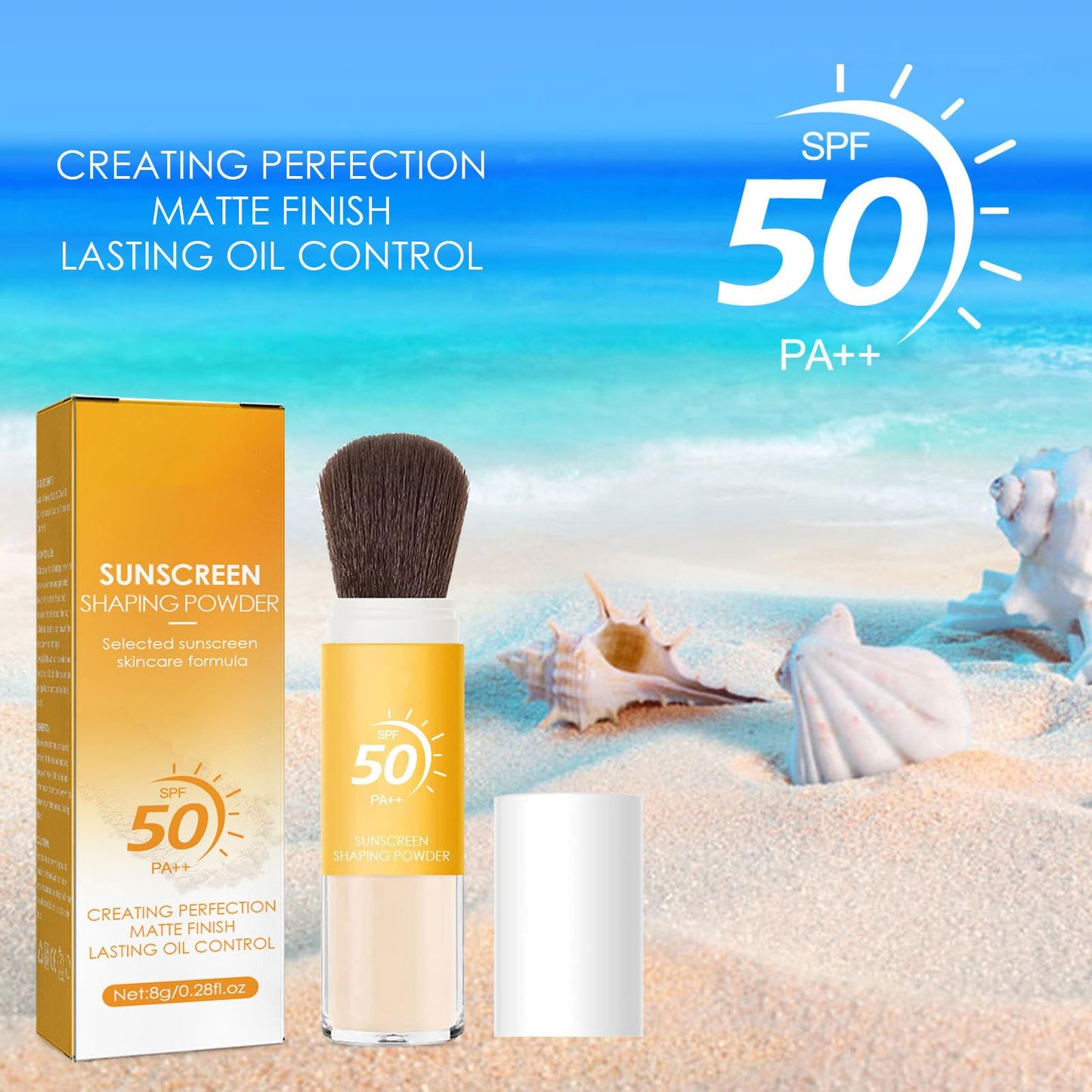 Mineral Sunscreen Setting Powder SPF 50, Sunscreen Powder for Face & Scalp, Mineral Brush Powder Oil Control Loose Powder with Sunscreen Brush, Translucent Face Powder Lasting Lightweight Breathable