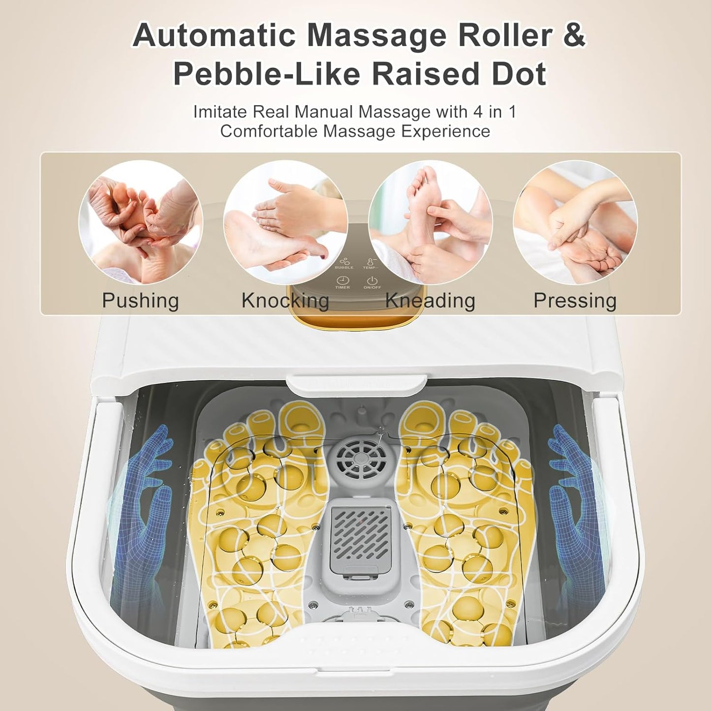 Collapsible Foot Spa Bath - Motorized Massager with Heat & Touch Screen | Pedicure Kit with Temperature Control