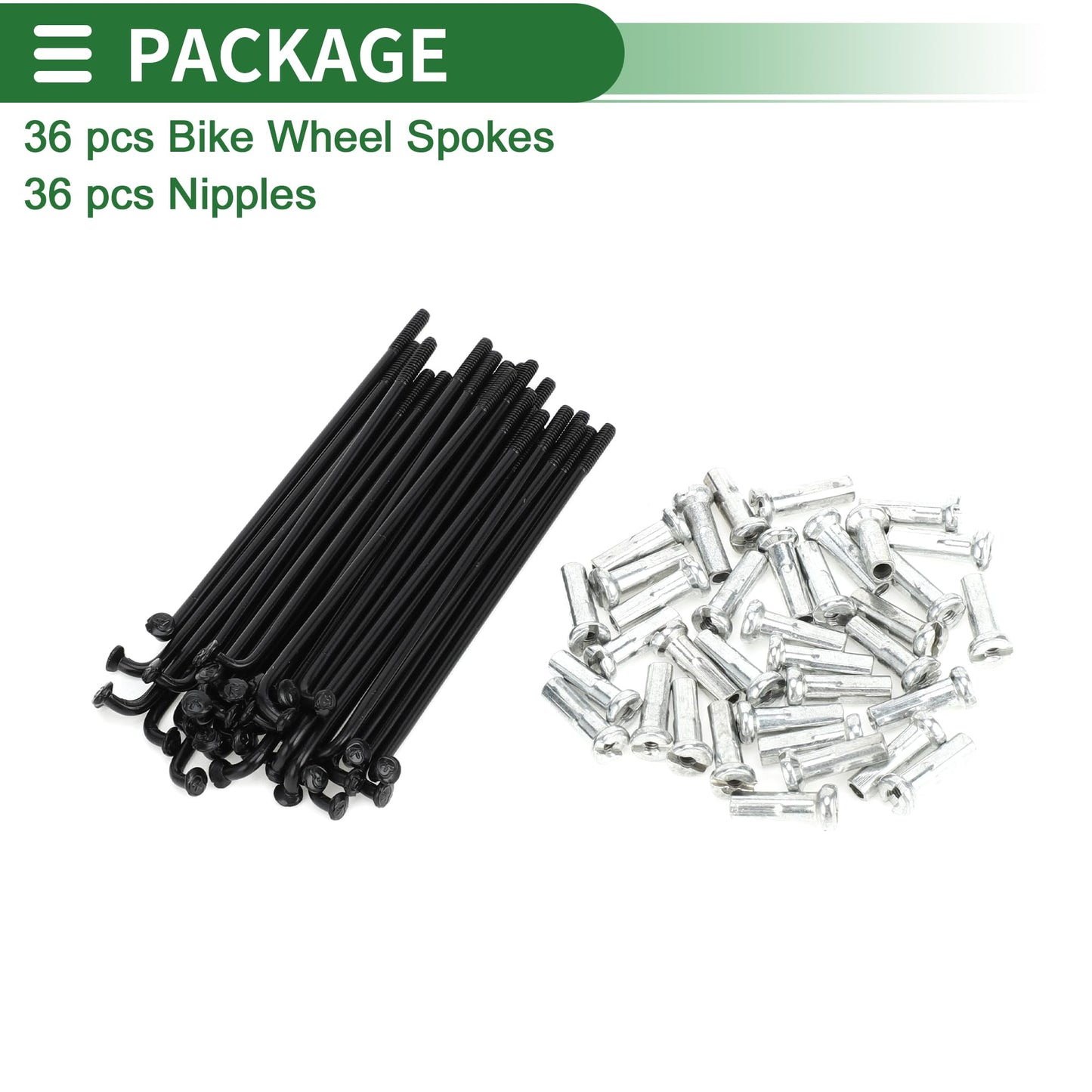 Motoforti Universal Bicycle Spokes Bike Wheel Spokes 14G Carbon Steel Black 1 Set