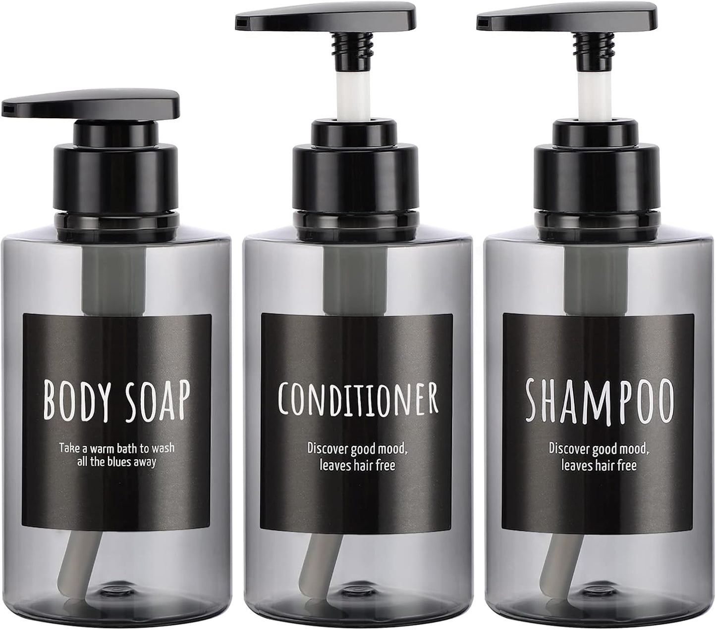 Shampoo and Conditioner Dispensers - 10oz Refillable Pump Bottles | 3-Pack Blue Plastic for Shower