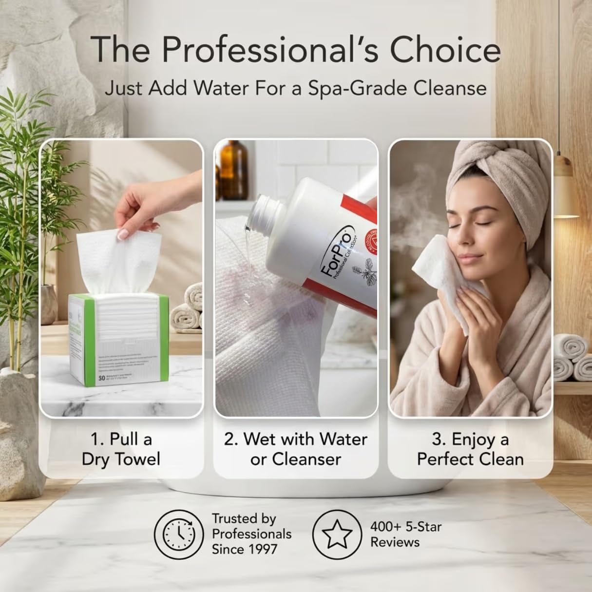 Disposable Face Towels for Sensitive Skin - XL Lint-Free Viscose Makeup Remover Cloths | 50-Count Biodegradable & Vegan